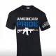 black t shirt with American pride message and rifle image