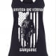 soldier against the American flag black tank top