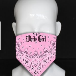 white girl cowboy style bandana pink with black lettering